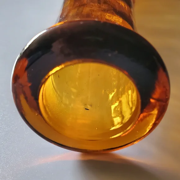 Vntg Empoli 15 1/2" Amber Butterfly & Flower Bottle - Picture 5 of 11